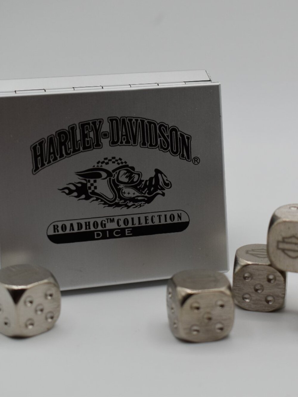 Harley-Davidson Roadhog Collection Metal Dice Set w/ Aluminum Storage Case